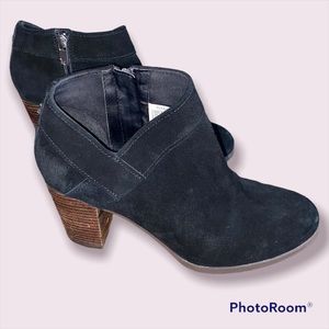 Black Suede Leather Booties Size 9.5